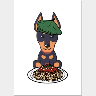 Dog eating Spaghetti - alsatian Posters and Art